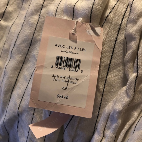 Avec Les Filles Midi Dress women's size xs extra small white black pin stripe - Picture 4 of 4